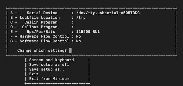 minicom setup