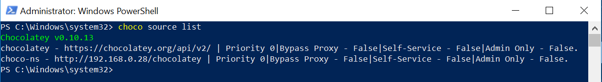 choco source list
